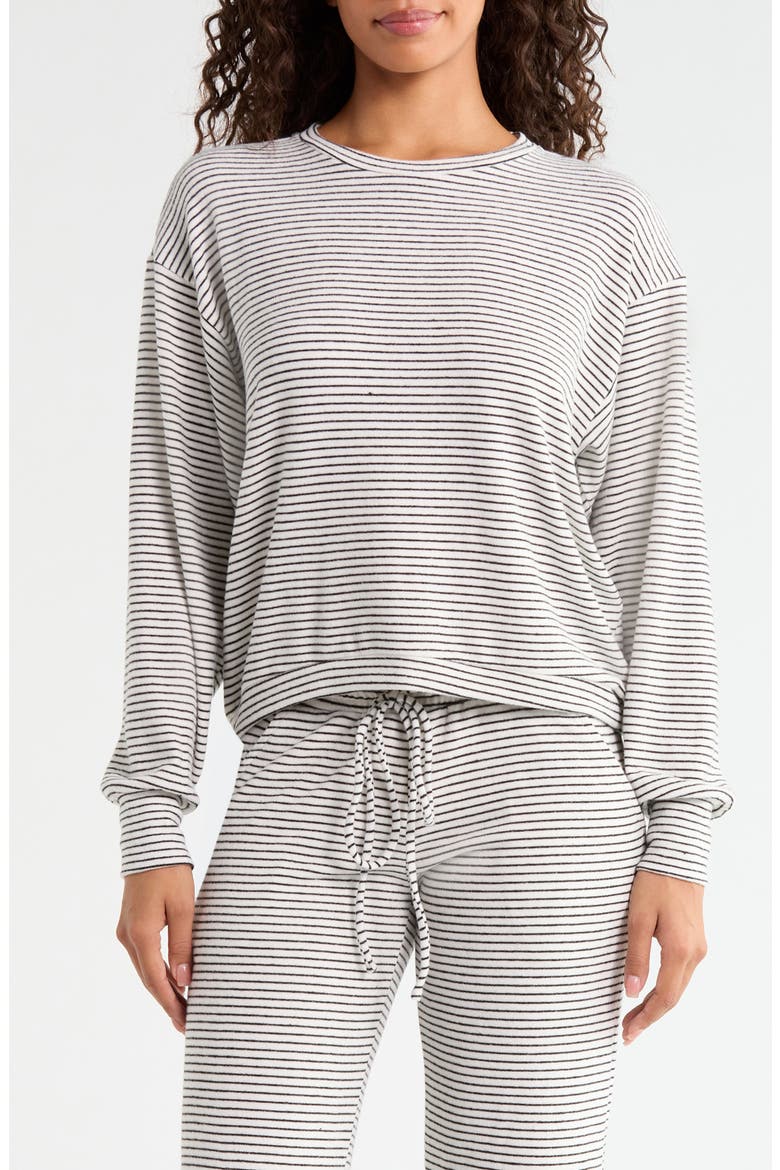 Clementine Striped Sleep Top, Main, color, WHITE/BLACK