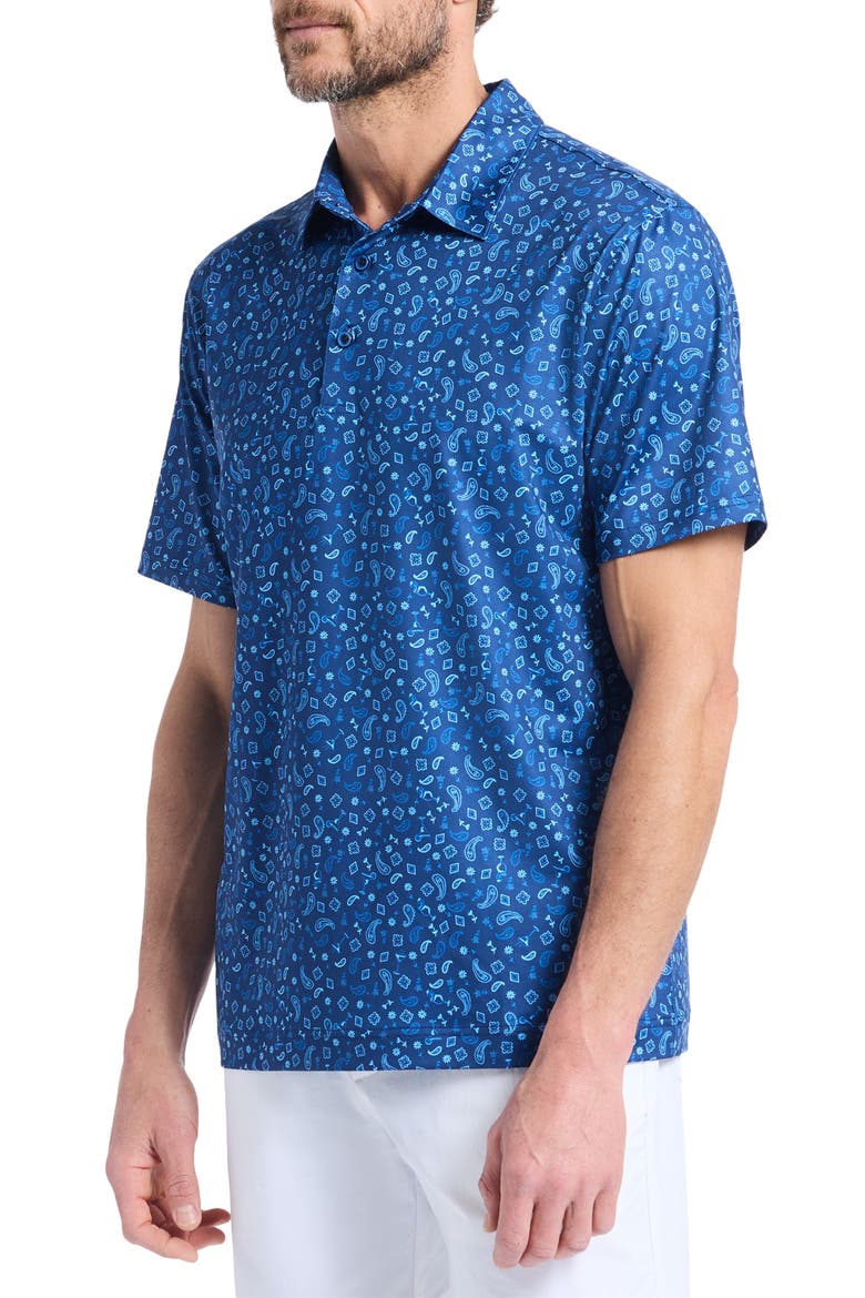 Bandana Drinks Knit Polo, Alternate, color, NAVY