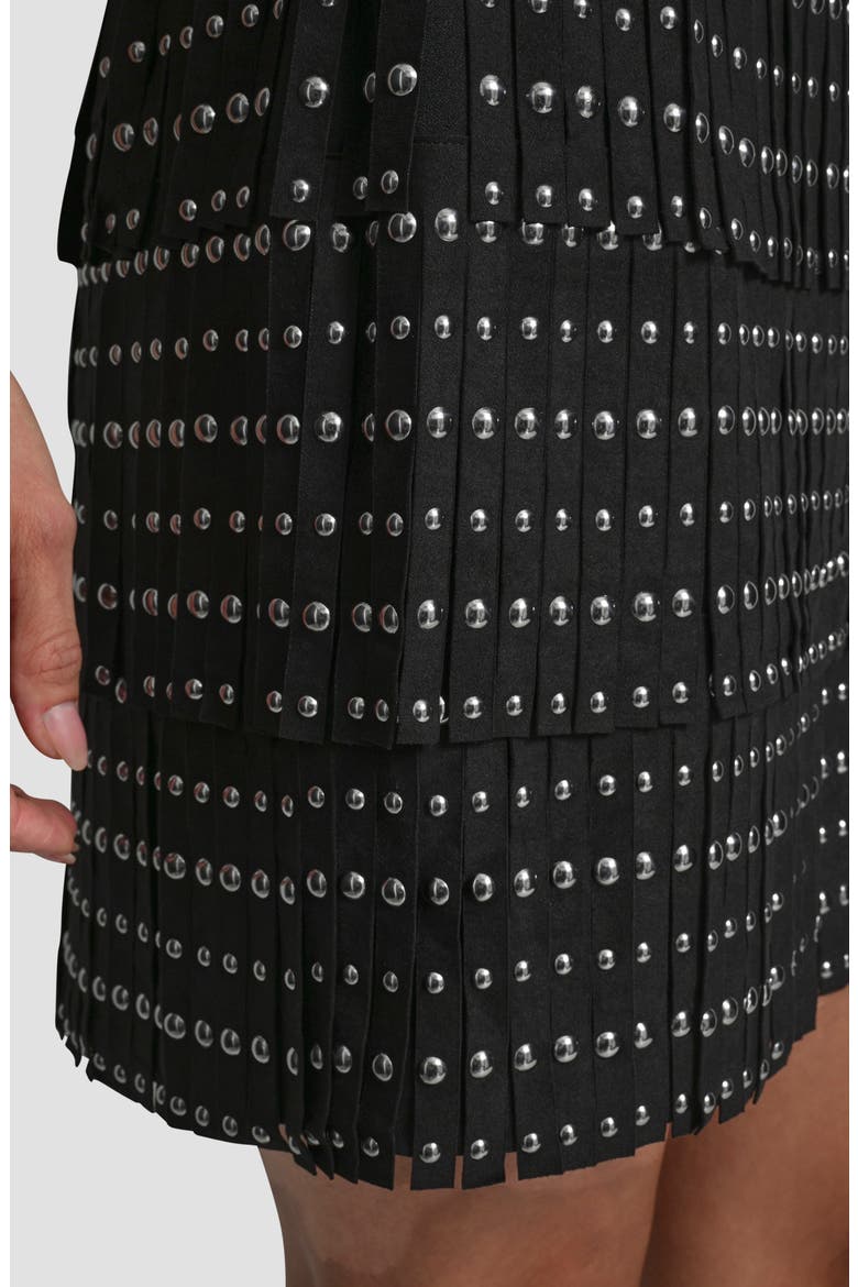 Stud Fringe Miniskirt, Alternate, color, BLACK
