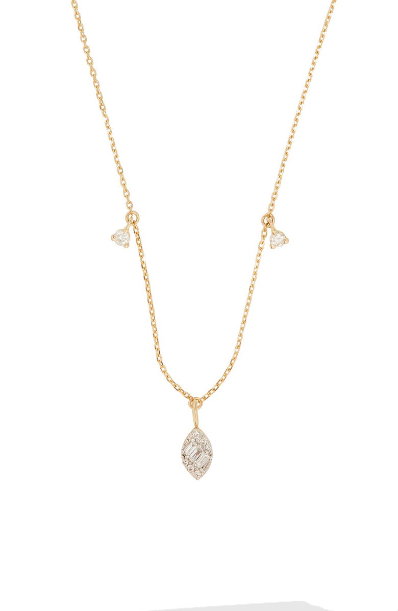 STONE AND STRAND Diamond Petal Pendant Necklace, Main, color,