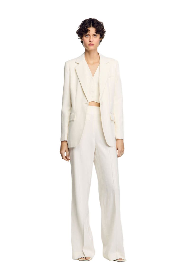 Sequin suit trousers, Alternate, color, Ecru
