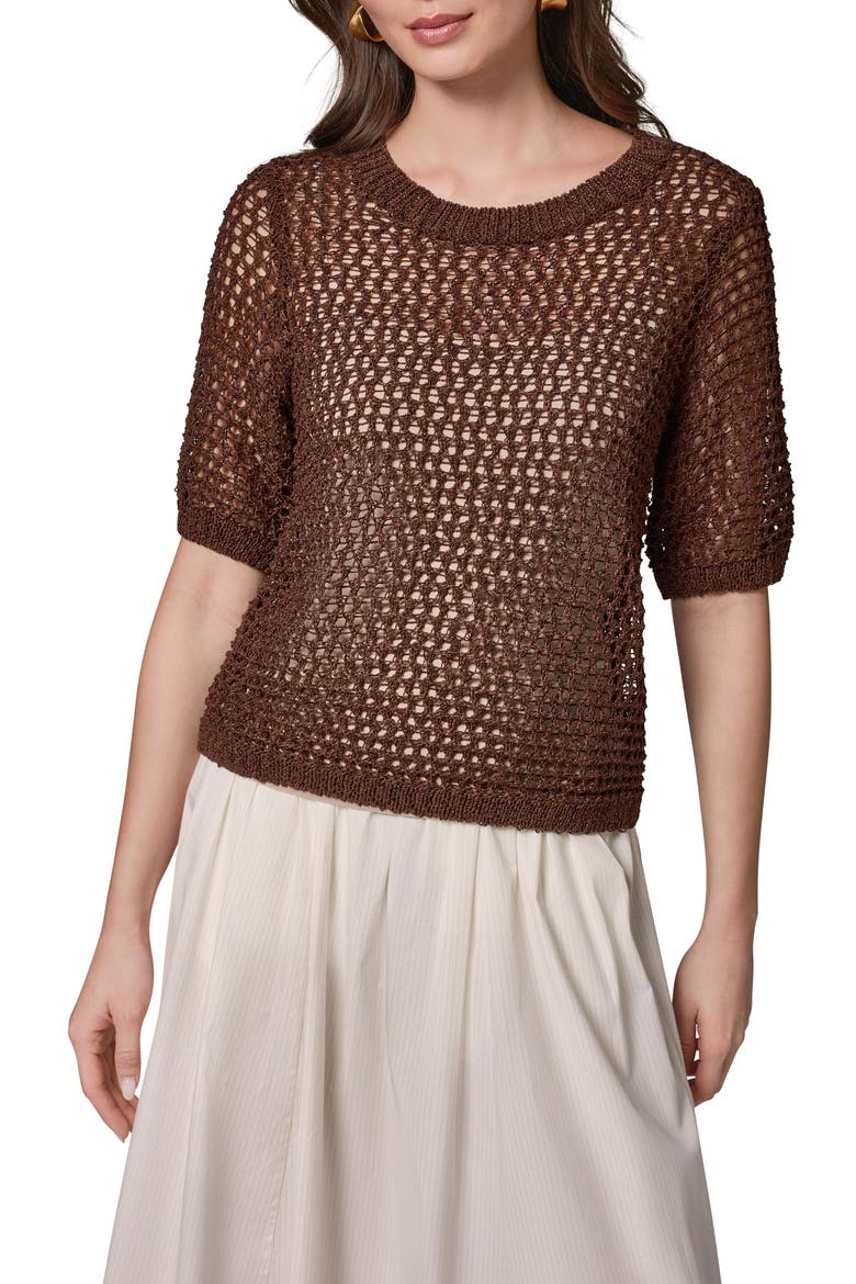 Open Knit Crewneck Sweater, Main, color, CANYON