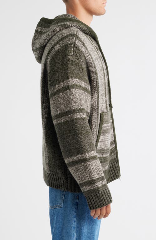 Obey Baja Zip Hooded Cardigan In Green
