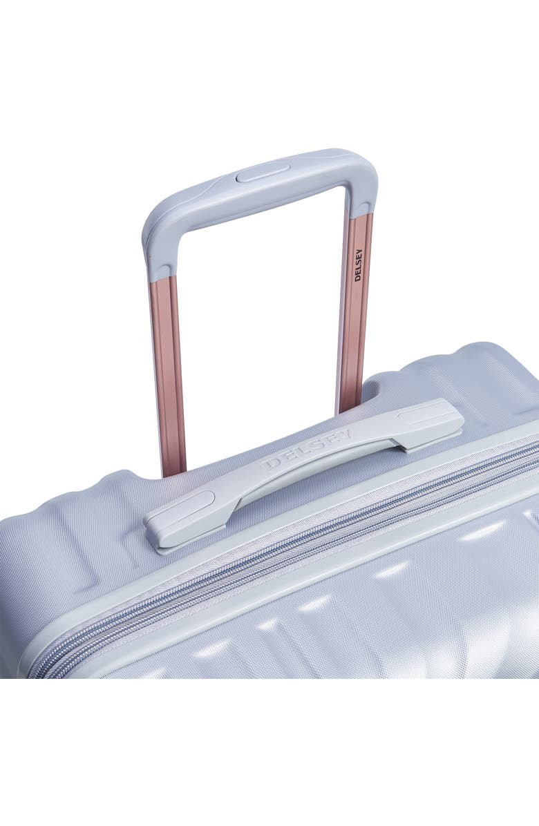 Delsey Paris Alexis Hardside 25-Inch Medium Checked Expandable Spinner Luggage, Alternate, color, Platinum/Rose Gold
