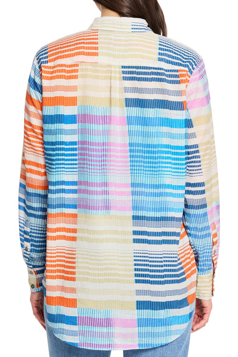 Sunset Stripe Cotton Button-Up Shirt, Alternate, color, BLUE MULTI