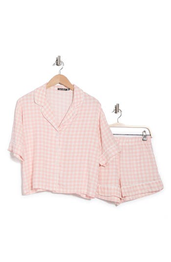 TART TART KINE CHALLIS SHORT SLEEVE BUTTON-UP SHIRT & SHORTS PAJAMAS 
