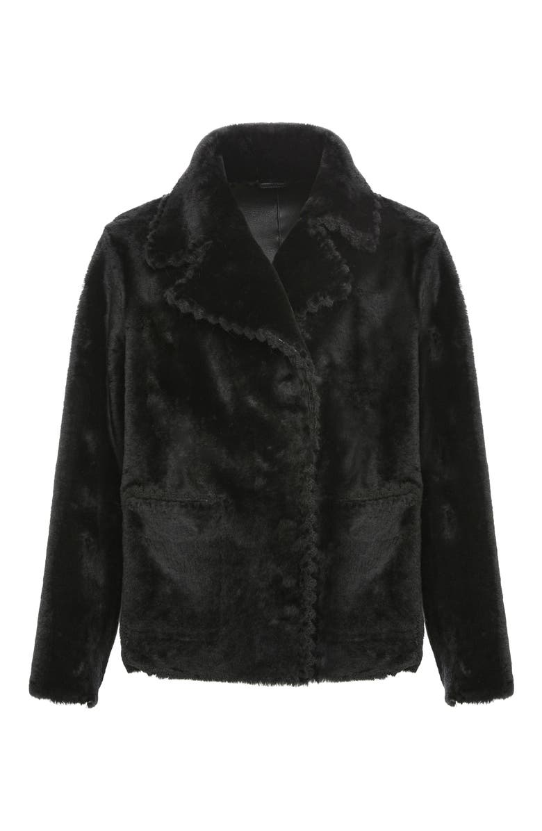 GORSKI Reversible Genuine Shearling Jacket with Embroidered Trim, Alternate, color, Black/Black