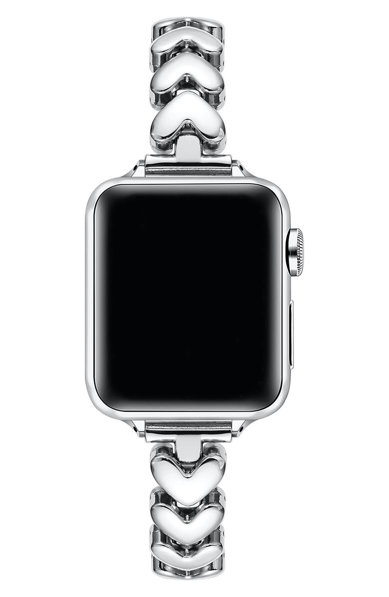 The Posh Tech Archer Heart Bracelet Apple Watch<sup>®</sup> Watchband, Alternate, color, Silver