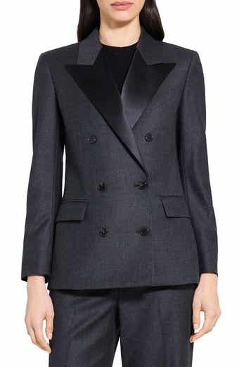 Theory Double Breasted Wool Tuxedo Jacket