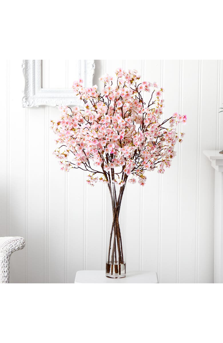 NEARLY NATURAL 32" Cherry Blossom Artificial Plant in Glass Vase, Alternate, color,