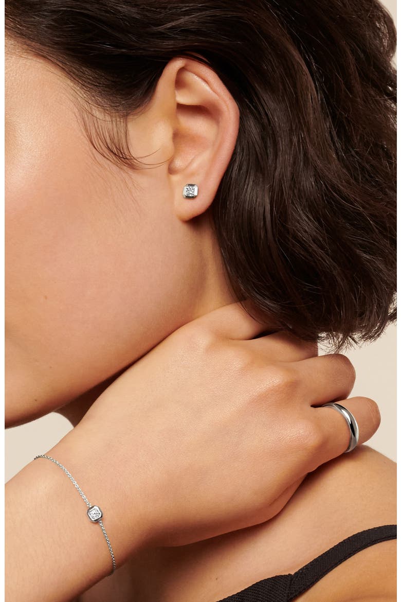 Lab Grown Diamond Stud Earrings, Alternate, color, STERLING SILVER / LAB DIA