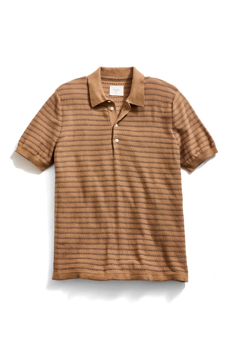 Billy Reid Texture Stripe Polo Sweater, Alternate, color, Camel