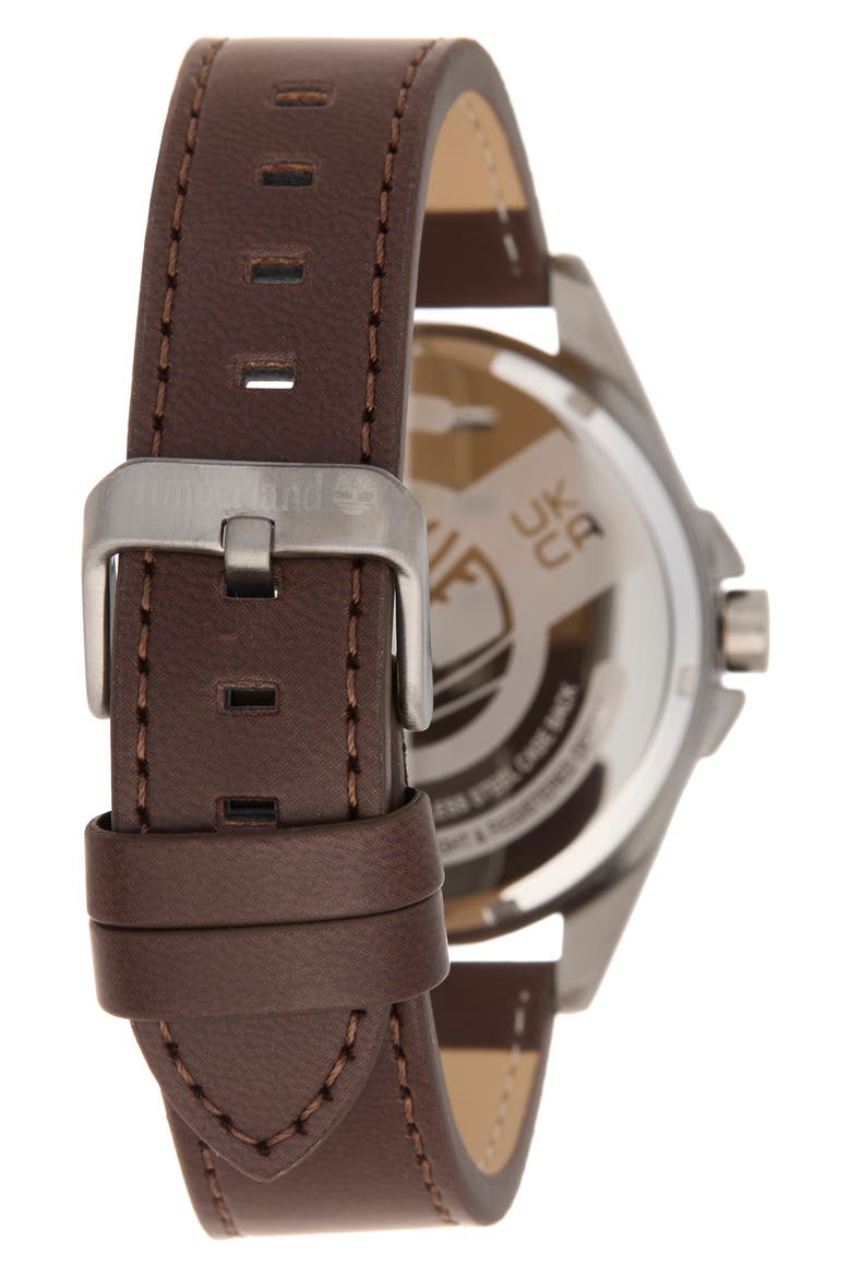 Classic Quartz Leather Strap Watch, 45mm, Alternate, color, DARK BROWN