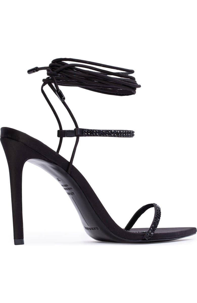 BLACK SUEDE STUDIO Lauren100 Strappy Sandal, Alternate, color, Black Satin Embellished