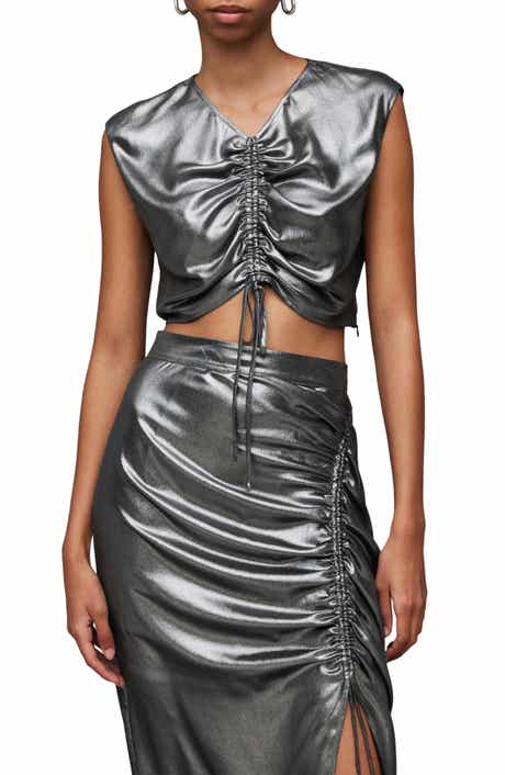 AllSaints Carla Metallic Crop Top
