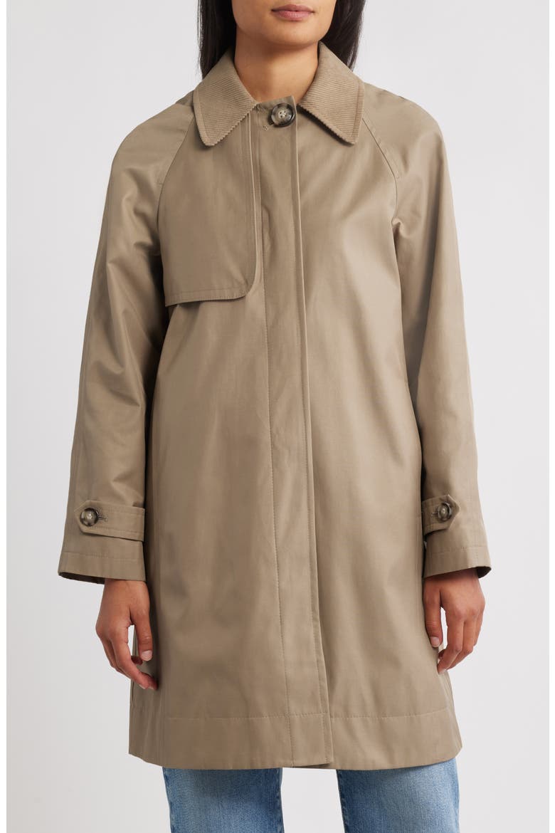Corduroy Collar Raincoat, Main, color, SAND