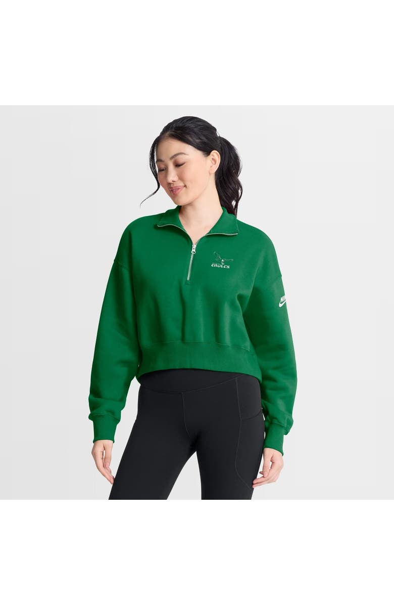 Nike Women's Nike Kelly Green Philadelphia Eagles Phoenix Fleece Quarter-Zip Sweatshirt, Main, color, Kelly Green