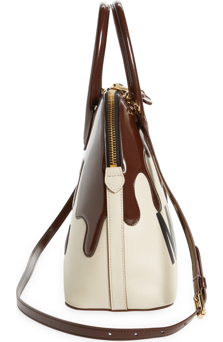 Moschino Melted Chocolate Leather Satchel, Alternate, color,