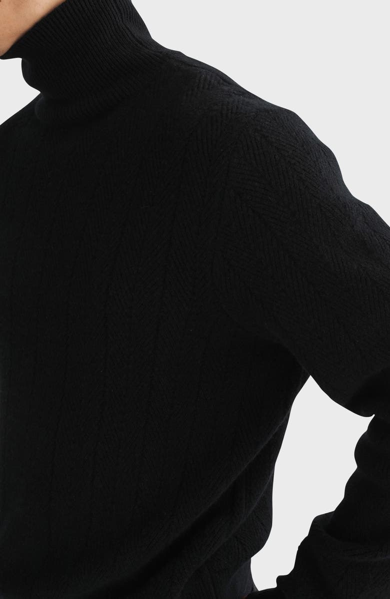 rag & bone Durham Herringbone Cashmere Turtleneck Sweater, Alternate, color, 