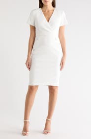 Calvin Klein V-Neck Button Sheath Dress