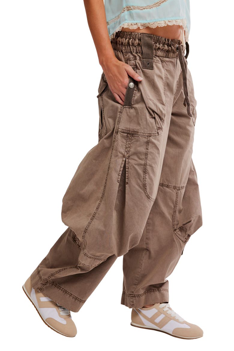 We The Free Onset Cotton Twill Parachute Pants, Alternate, color, DUSTED COCOA