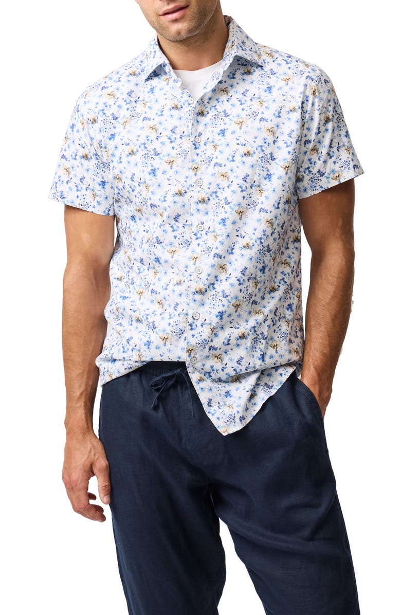 Rodd & Gunn Dunsirk Short Sleeve Button-Up Shirt, Main, color, Mist