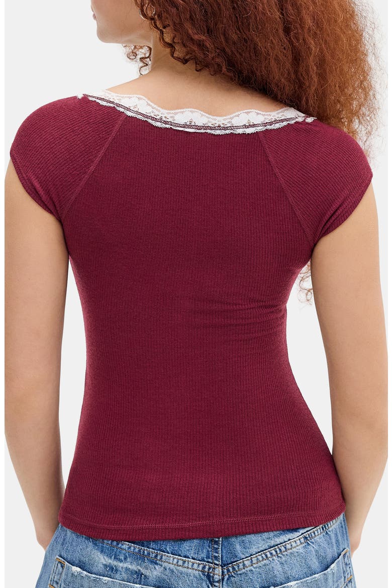 BDG Urban Outfitters Diana Lace Trim Rib Knit Top (Women) | Nordstrom