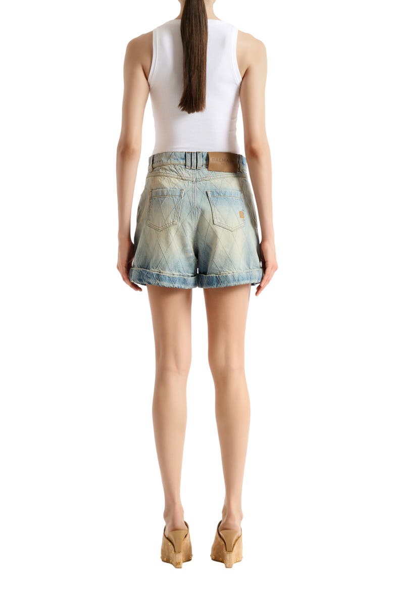 Topstitched denim shorts, Alternate, color, blue