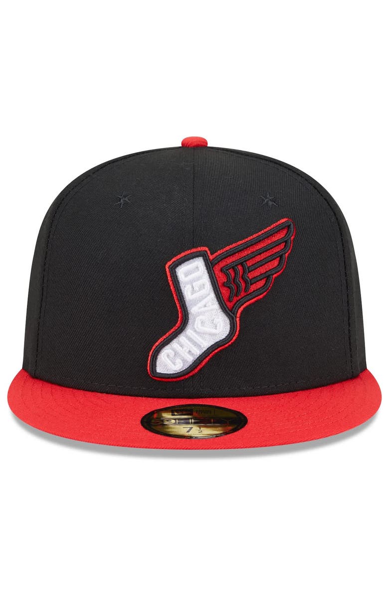 New Era Men's New Era Black/Red Chicago White Sox 2025 City Connect Alternate 59FIFTY Fitted Hat, Alternate, color, Black