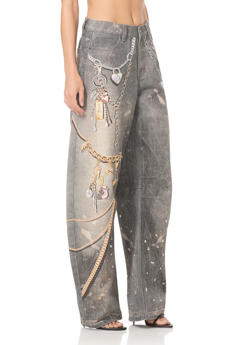 Barrel High Waist Wide Leg Jeans, Alternate, color, BLACK GRUNGE PRINT