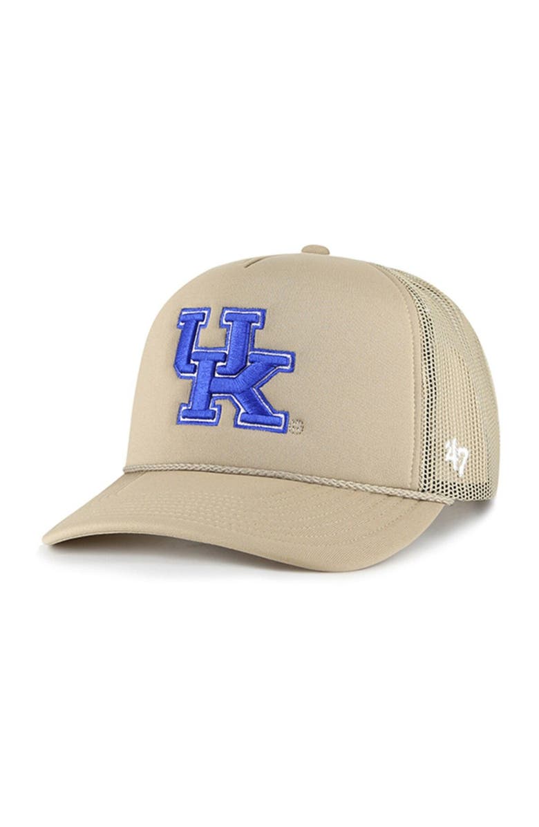 '47 Men's '47 Khaki Kentucky Wildcats Foam Front Mesh Trucker Snapback Hat, Main, color, 