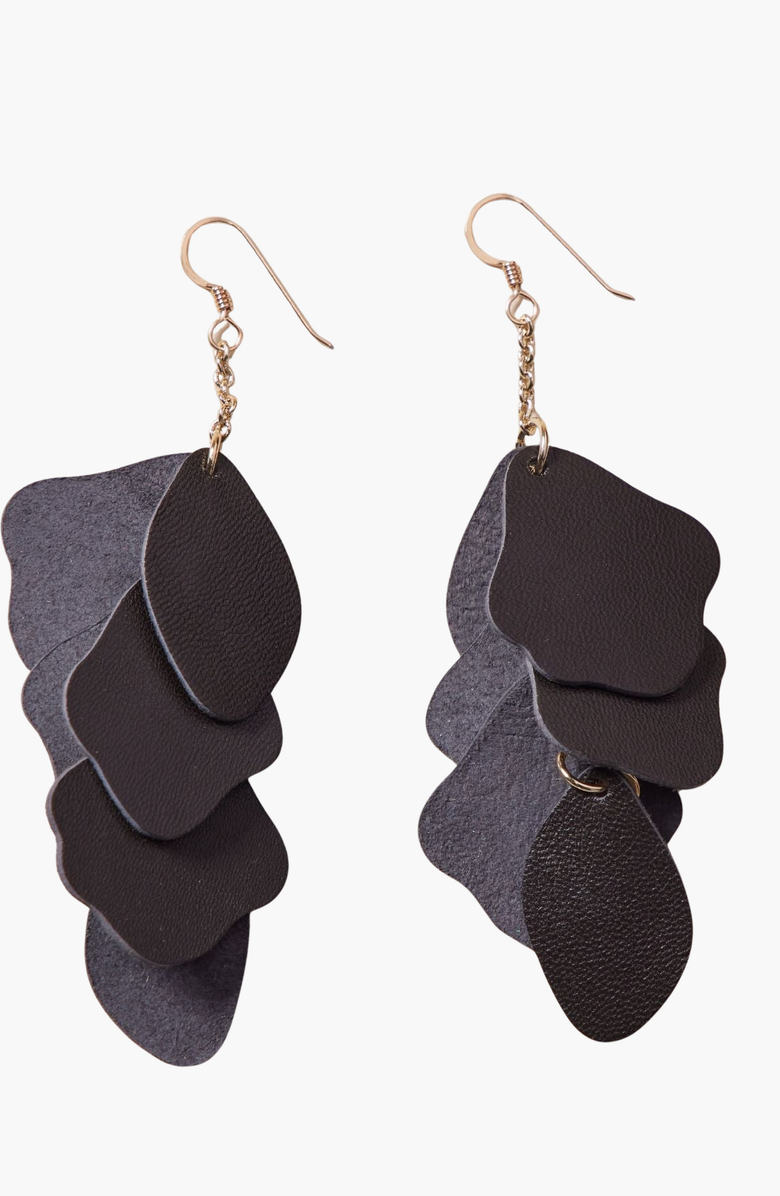 Nickel & Suede Florence Earrings, Main, color, Black / Gold Metal
