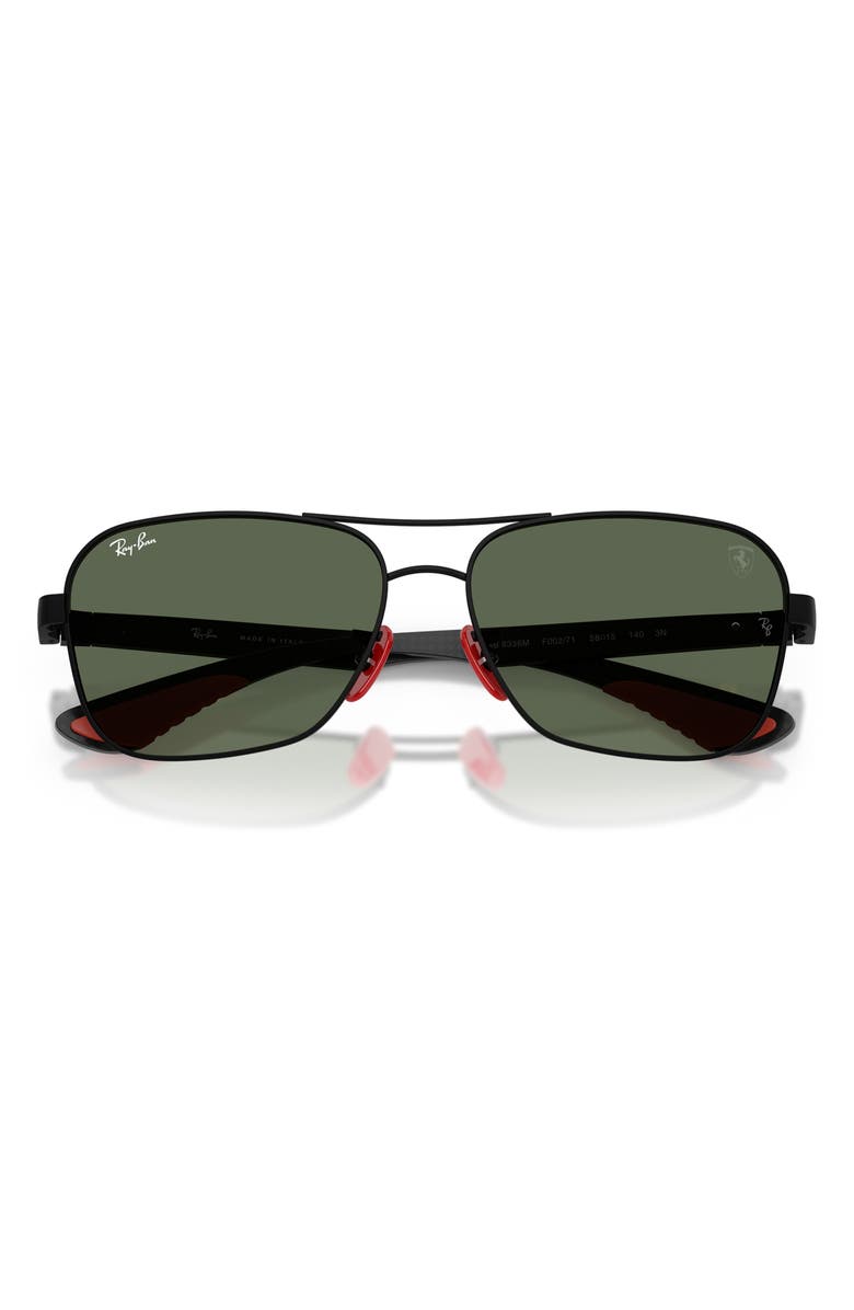 Ray-Ban x Scuderia Ferrari 58mm Square Sunglasses, Alternate, color, Matte Black / Dark Green