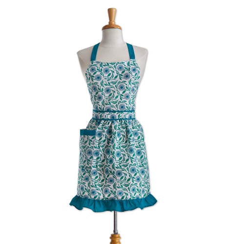 Tag Flower Grove Cotton Hostess Apron With Pockets And Ties In Blue