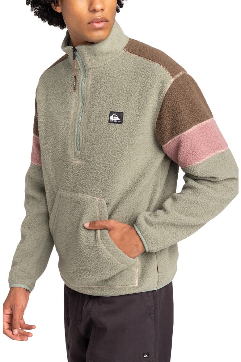 Clean Coast Recycled Polyester Fleece Half Zip Pullover, Main, color, SEA SPRAY