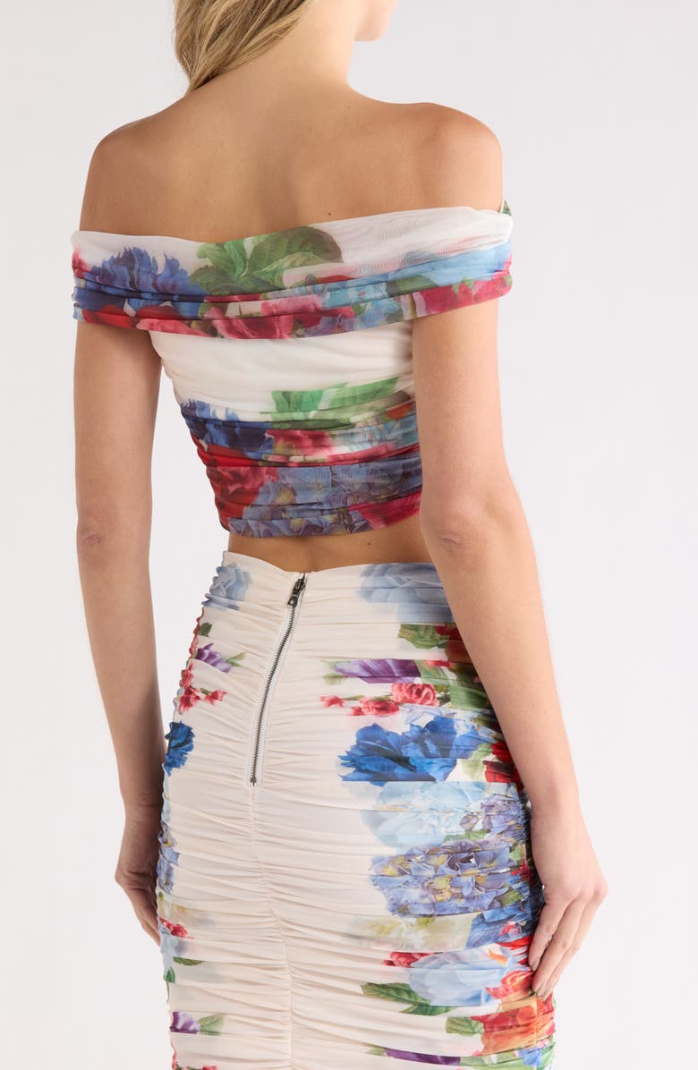 Alice + Olivia Isadola Folded Off the Shoulder Top, Alternate, color, Garden Brunch Off White