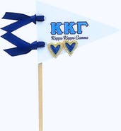 Color Shout Kappa Kappa Gamma Heart Stud Enamel Earrings on Sorority Pennant Flag