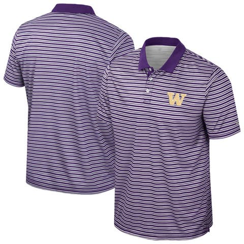 Men's Colosseum Purple Washington Huskies Striped Polo