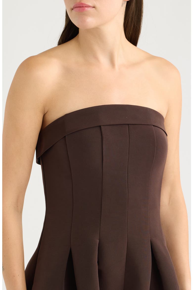 Strapless Foldover Midi Dress, Alternate, color, COFFEE BEAN