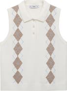 MANGO Diamond Print Polo Vest