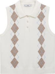 MANGO Diamond Print Polo Vest