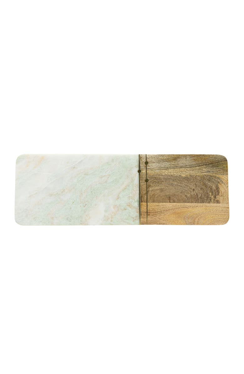 Foreside Home and Garden Elise Light Green Onyx Long Marble Serving Board, Main, color, White