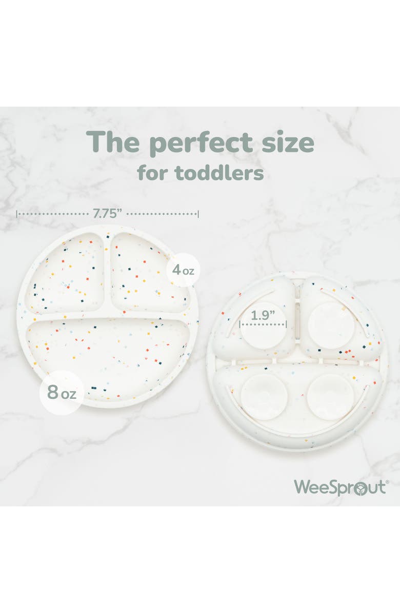 WeeSprout Suction Plates for Babies 
Toddlers, 100% Silicone, Dinnerware Stays Put, 3 Pack, Alternate, color, Confetti