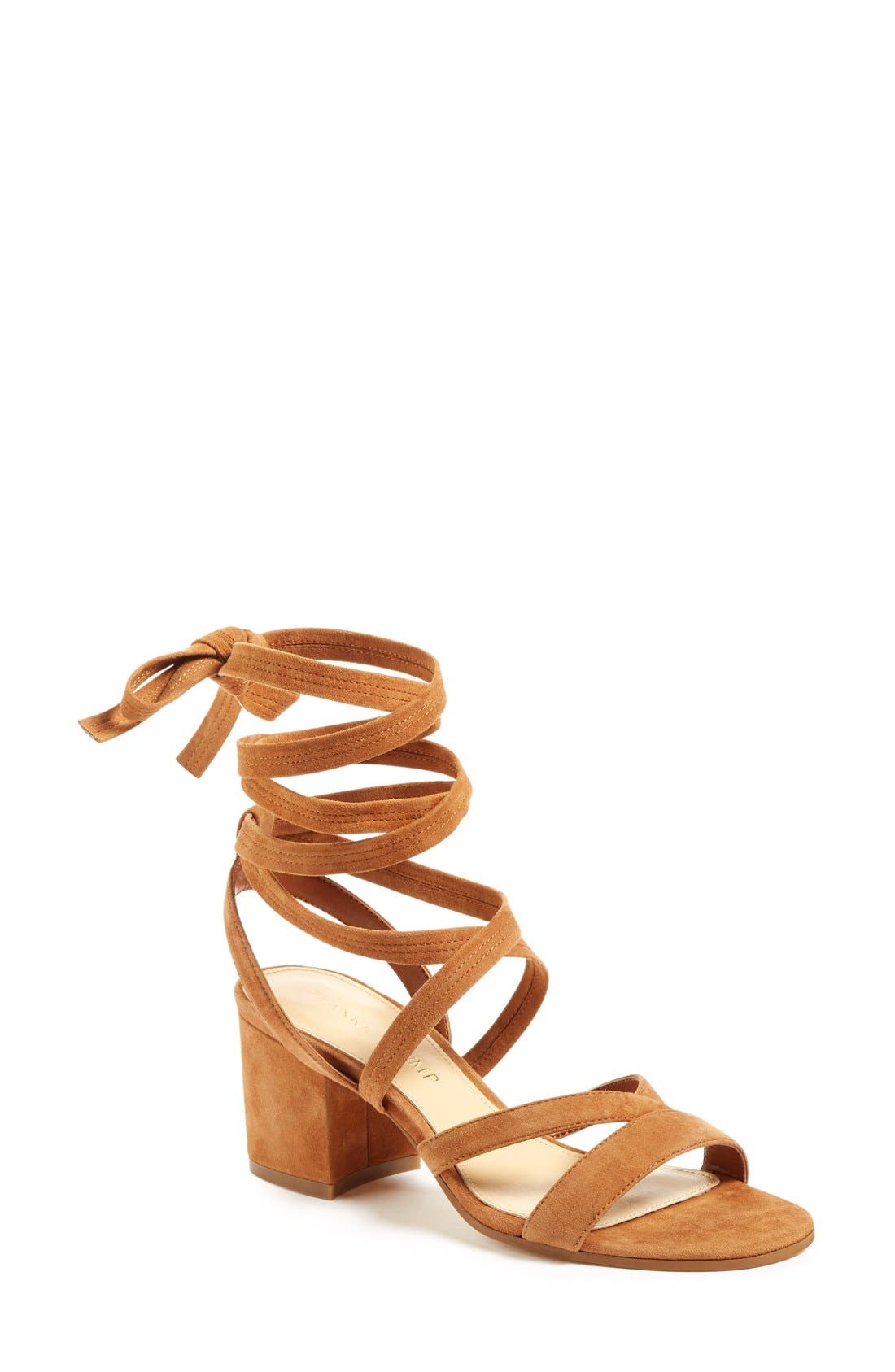 'Ellyn' Lace-Up Sandal, Main, color, RICH CHESTNUT SUEDE