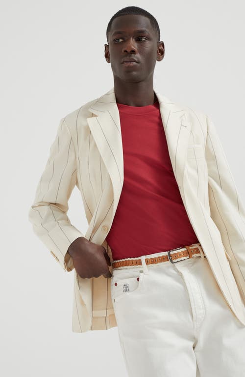 Brunello Cucinelli Slim-fit Logo-print Cotton-jersey T-shirt In Red