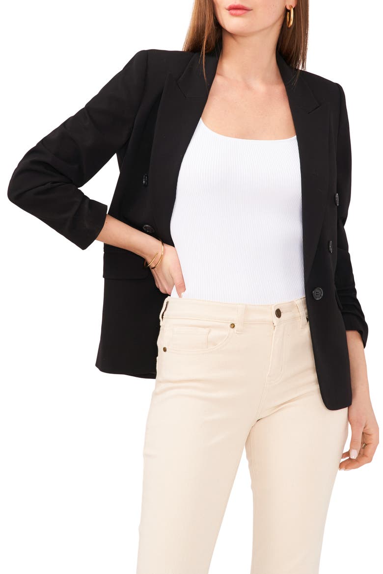 Scrunch Sleeve Blazer, Main, color, RICH BLACK