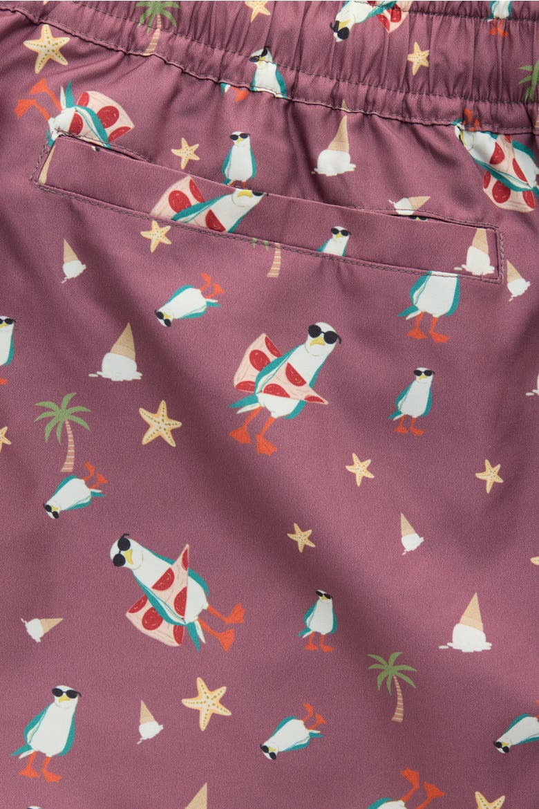 Swim Shorts, Alternate, color, Pizza Thief Burgundy