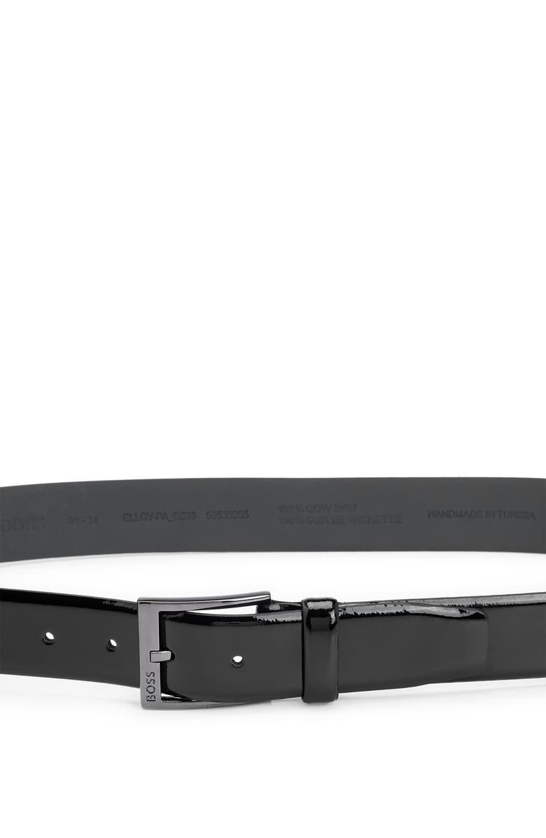 BOSS Elloy Patent Leather Belt, Alternate, color, Black