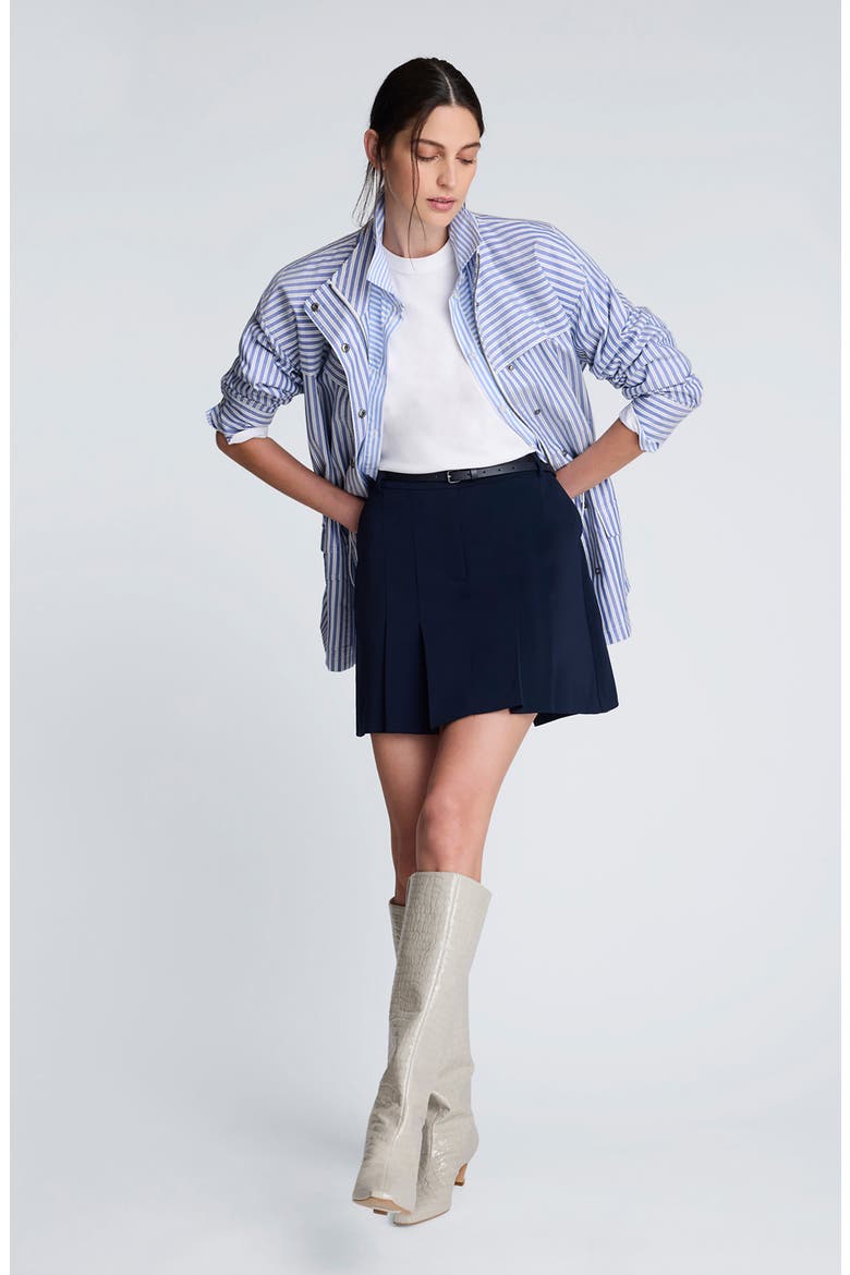 Stripe Crop Button-Up Shirt, Alternate, color, GLACIER BLUE/ PUREWHT