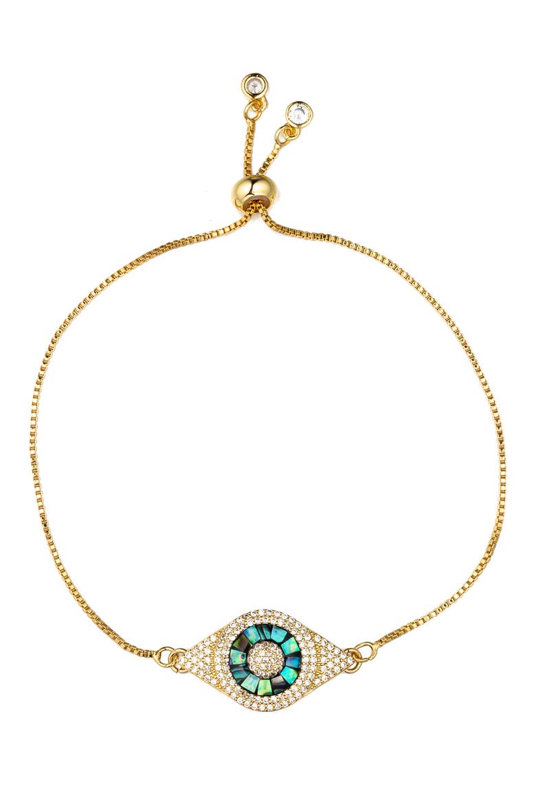 Evil Eye Slider Bracelet, Main, color, GOLD